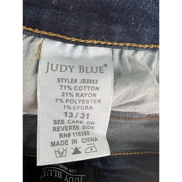 Judy Blue Jeans Womens 13/31 Blue Dark Wash Skinny Fit Mid Seam Stitch JB8863 - Picture 11 of 12